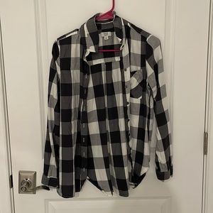 Checkered black and white flannel